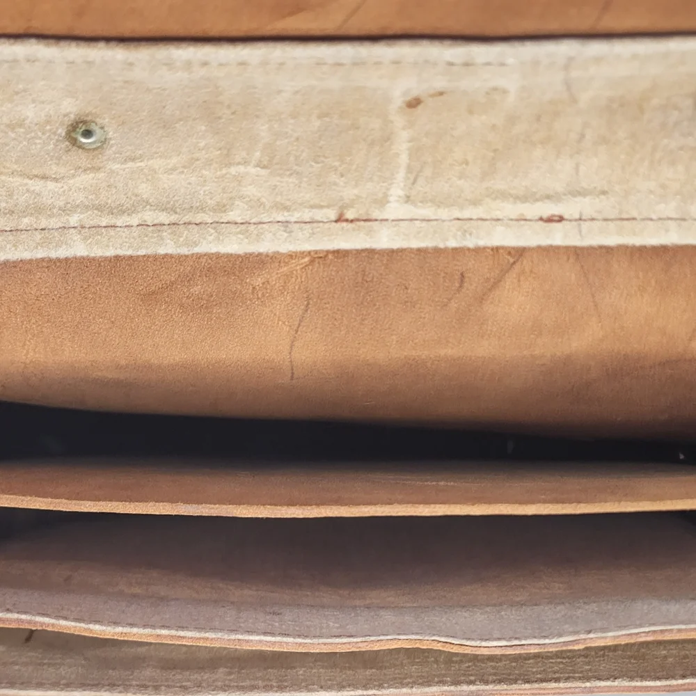 Vintage Brown Leather Briefcase: Handmade Moroccan Travel Bag, 1980s